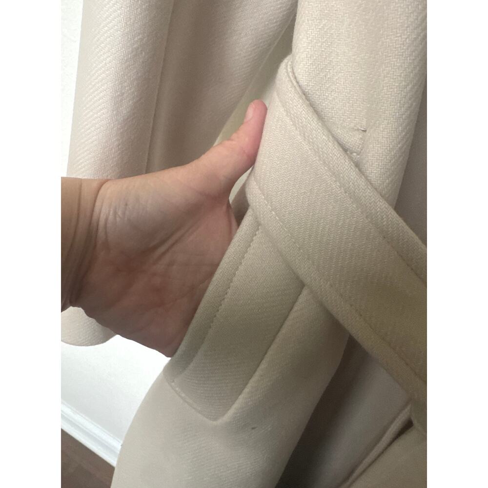 ZARA Manteco Wool Blend Belted Wrap Coat Light Beige Tan Womens Medium - Picture 5 of 6